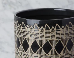 ADEN ceramic pot with wood stand 22 cm