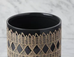 ADEN ceramic pot with wood stand 22 cm