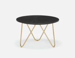 AKOT round marble coffee table 75 cm with gold-colored metal legs