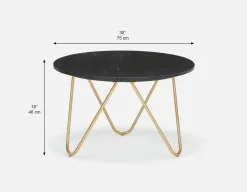 AKOT round marble coffee table 75 cm with gold-colored metal legs