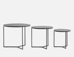 ALMATY set of 3 aluminum and iron nesting tables