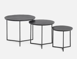 ALMATY set of 3 aluminum and iron nesting tables