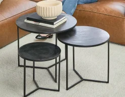 ALMATY set of 3 aluminum and iron nesting tables