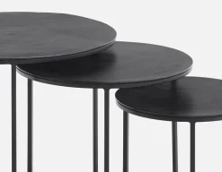 ALMATY set of 3 aluminum and iron nesting tables