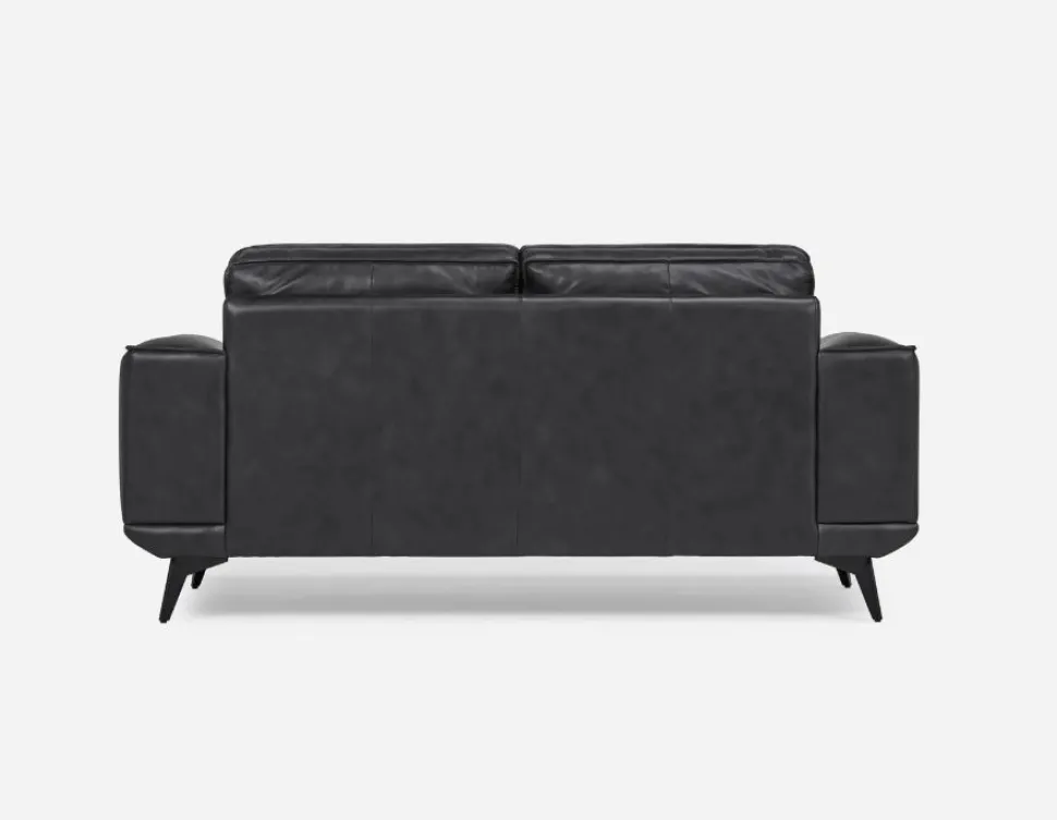 ALPHA 100% leather mid century loveseat