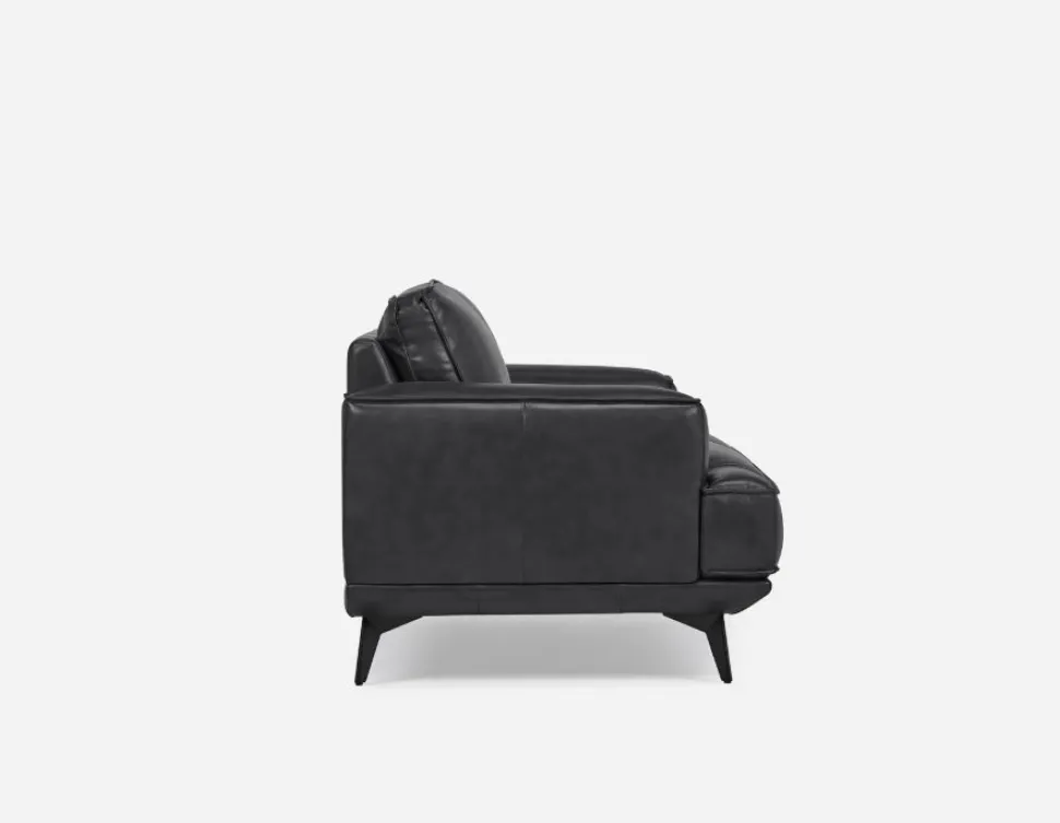 ALPHA 100% leather mid century loveseat