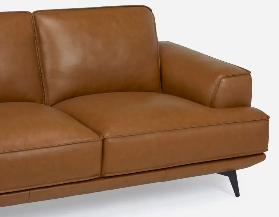 ALPHA 100% leather mid century loveseat
