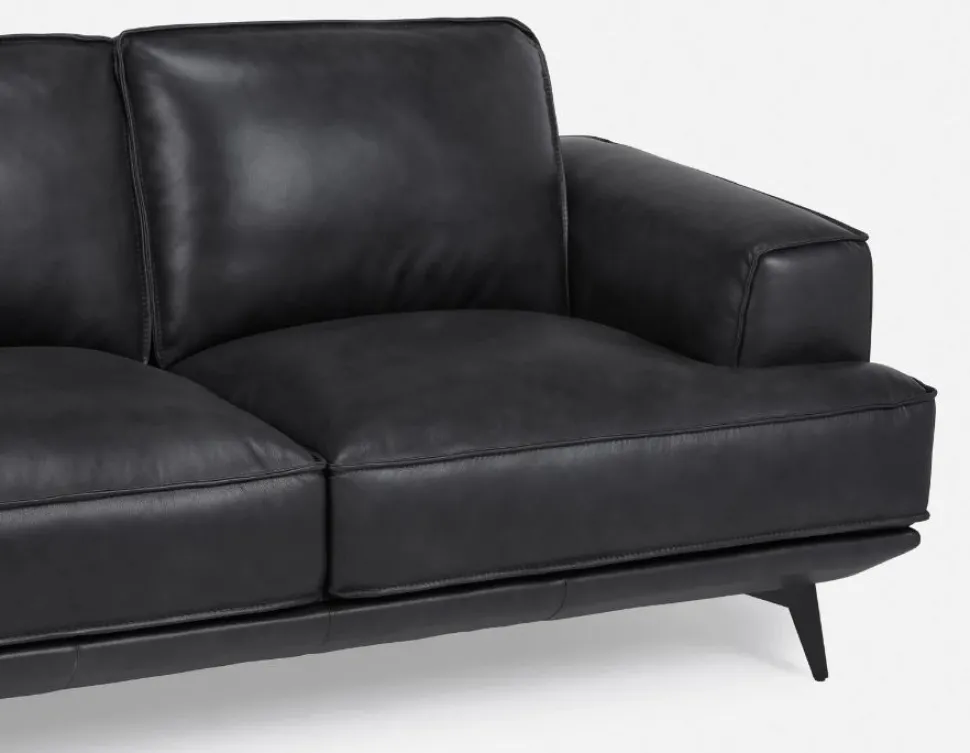 ALPHA 100% leather mid century loveseat