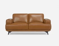 ALPHA 100% leather mid century loveseat