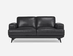 ALPHA 100% leather mid century loveseat
