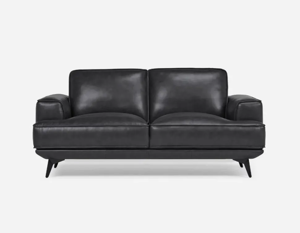 ALPHA 100% leather mid century loveseat