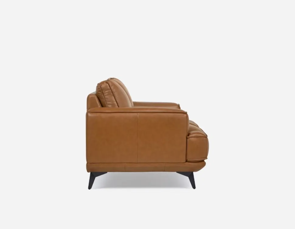 ALPHA 100% leather mid century loveseat