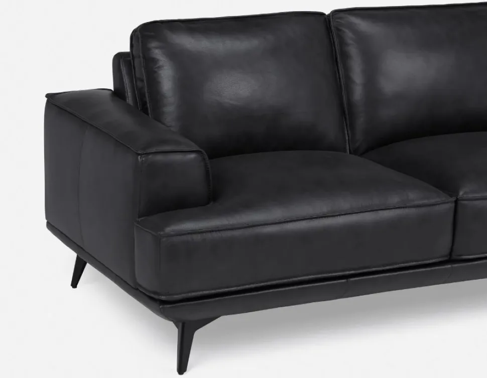 ALPHA 100% leather mid century loveseat