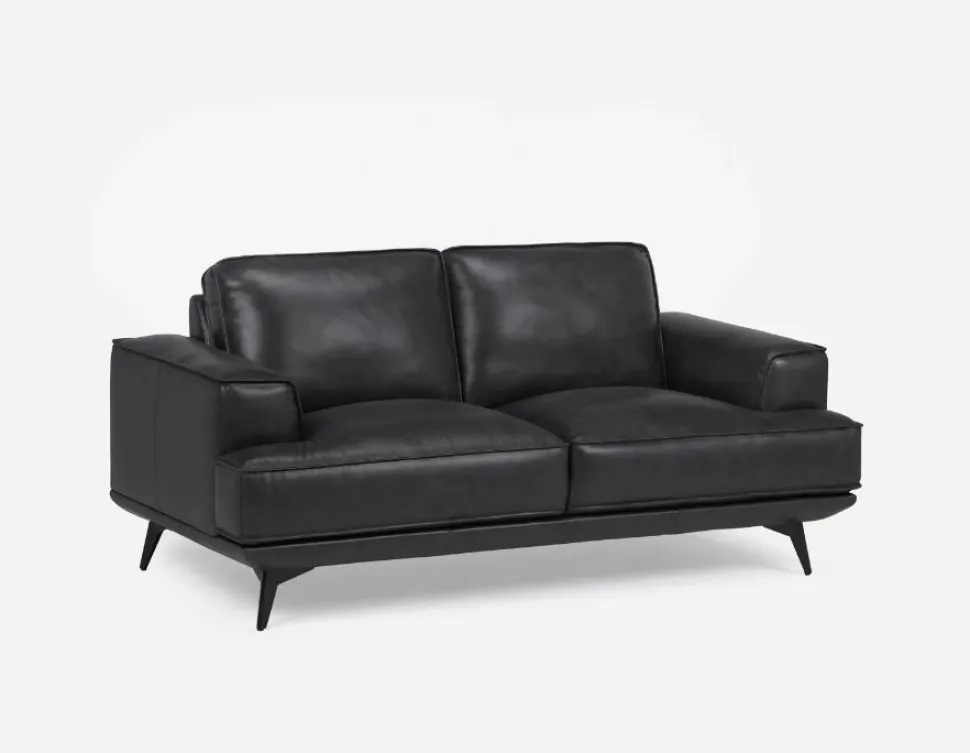 ALPHA 100% leather mid century loveseat