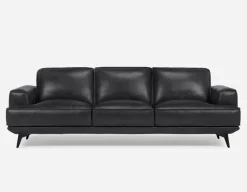 ALPHA 100% leather mid century 3-seater sofa