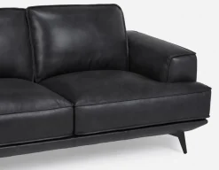 ALPHA 100% leather mid century 3-seater sofa