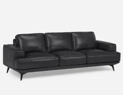 ALPHA 100% leather mid century 3-seater sofa