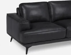 ALPHA 100% leather mid century 3-seater sofa