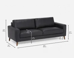 AMARI 100% leather classic 3-seater sofa