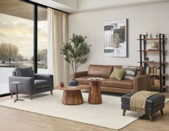 AMARI 100% leather classic 3-seater sofa