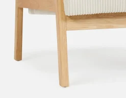 BECKETT armchair with corduroy and rattan accents
