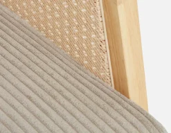 BECKETT armchair with corduroy and rattan accents