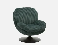 BECKETT armchair with corduroy and rattan accents
