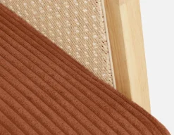 BECKETT armchair with corduroy and rattan accents