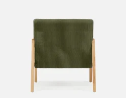 BECKETT armchair with corduroy and rattan accents