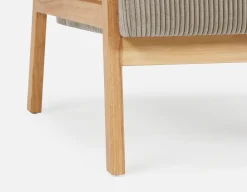 BECKETT armchair with corduroy and rattan accents