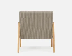 BECKETT armchair with corduroy and rattan accents