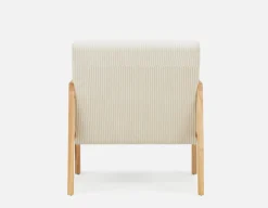 BECKETT armchair with corduroy and rattan accents