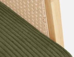 BECKETT armchair with corduroy and rattan accents
