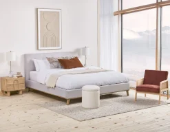 BECKETT armchair with corduroy and rattan accents