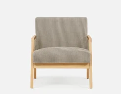 BECKETT armchair with corduroy and rattan accents