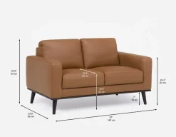 BETTA 100% leather mid century loveseat