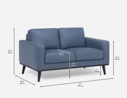 BETTA 100% leather mid century loveseat