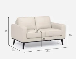 BETTA 100% leather mid century loveseat