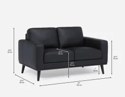 BETTA 100% leather mid century loveseat