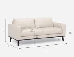 BETTA 100% leather mid century sofa