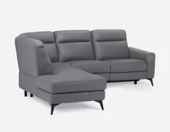 BILLIE left-facing 100% leather power reclining sectional sofa