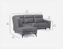 BILLIE left-facing 100% leather power reclining sectional sofa