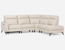 BILLIE left-facing 100% leather power reclining sectional sofa