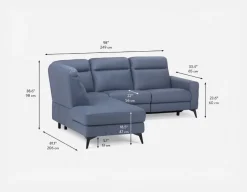 BILLIE left-facing 100% leather power reclining sectional sofa