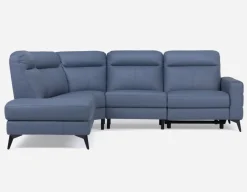 BILLIE left-facing 100% leather power reclining sectional sofa