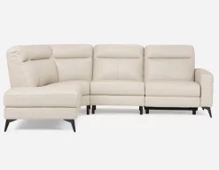 BILLIE left-facing 100% leather power reclining sectional sofa