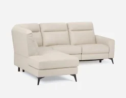 BILLIE left-facing 100% leather power reclining sectional sofa
