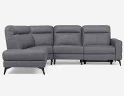BILLIE left-facing 100% leather power reclining sectional sofa