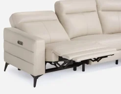 BILLIE right-facing 100% leather power reclining sectional sofa