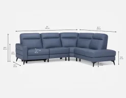 BILLIE right-facing 100% leather power reclining sectional sofa